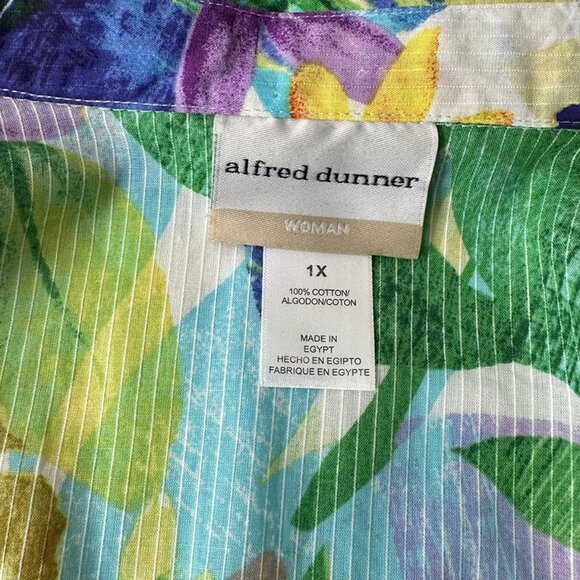 Cheerful Tropical Multi-Color Button down Blouse Alfred Dunner 100% Cotton  1X - Picture 6 of 6